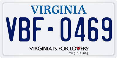 VA license plate VBF0469