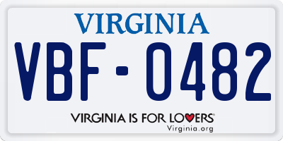 VA license plate VBF0482