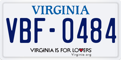VA license plate VBF0484