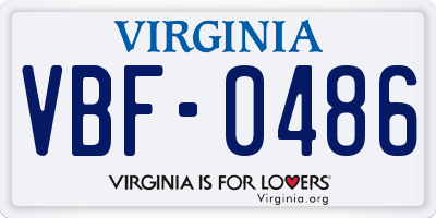 VA license plate VBF0486