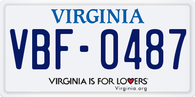 VA license plate VBF0487