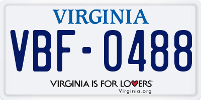 VA license plate VBF0488