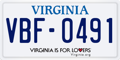 VA license plate VBF0491