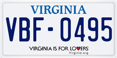 VA license plate VBF0495