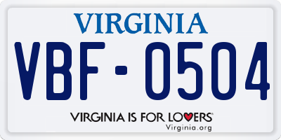 VA license plate VBF0504