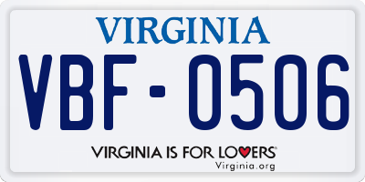 VA license plate VBF0506