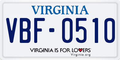 VA license plate VBF0510