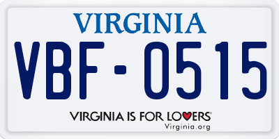 VA license plate VBF0515