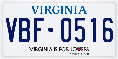 VA license plate VBF0516