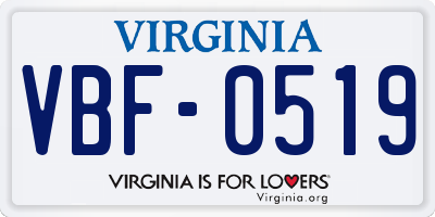 VA license plate VBF0519