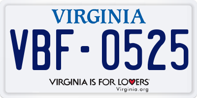 VA license plate VBF0525