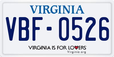 VA license plate VBF0526