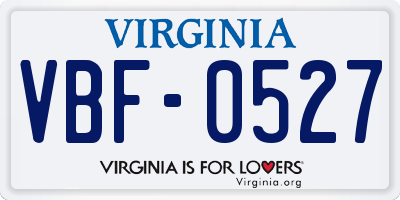 VA license plate VBF0527