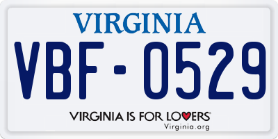VA license plate VBF0529