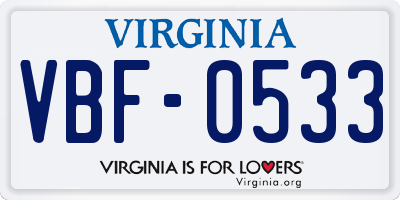 VA license plate VBF0533