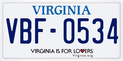 VA license plate VBF0534