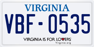 VA license plate VBF0535