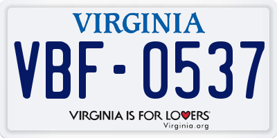 VA license plate VBF0537