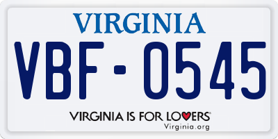 VA license plate VBF0545