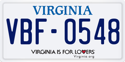 VA license plate VBF0548