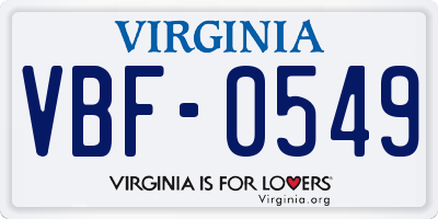 VA license plate VBF0549