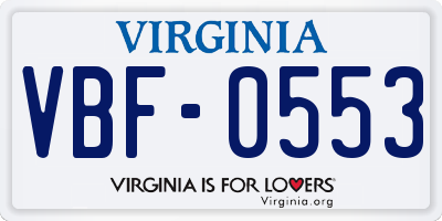 VA license plate VBF0553
