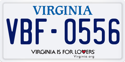 VA license plate VBF0556