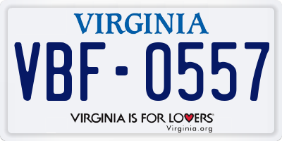 VA license plate VBF0557
