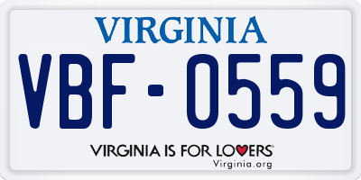 VA license plate VBF0559