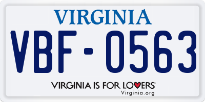 VA license plate VBF0563