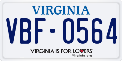 VA license plate VBF0564