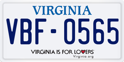 VA license plate VBF0565