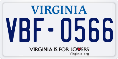 VA license plate VBF0566