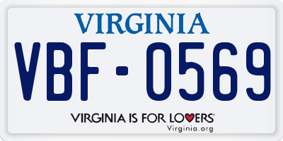 VA license plate VBF0569