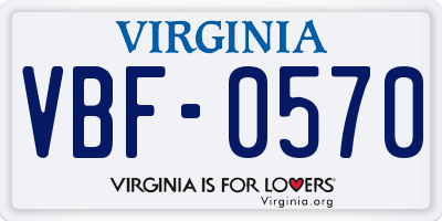 VA license plate VBF0570