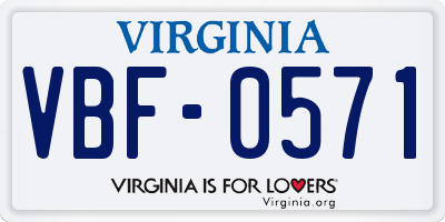 VA license plate VBF0571
