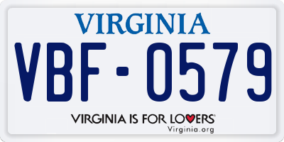 VA license plate VBF0579