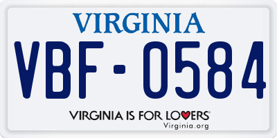 VA license plate VBF0584