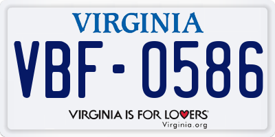 VA license plate VBF0586
