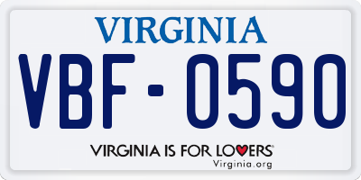 VA license plate VBF0590