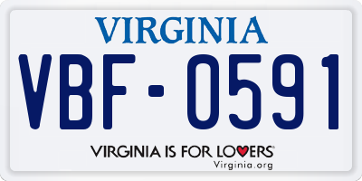 VA license plate VBF0591