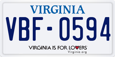 VA license plate VBF0594