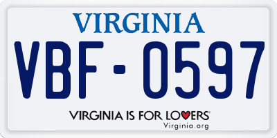 VA license plate VBF0597