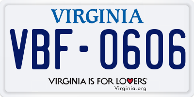 VA license plate VBF0606