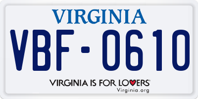 VA license plate VBF0610