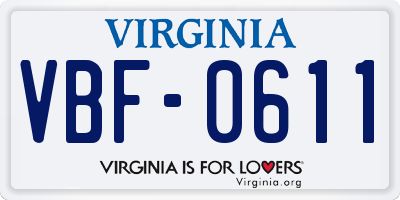 VA license plate VBF0611