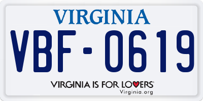 VA license plate VBF0619