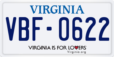 VA license plate VBF0622
