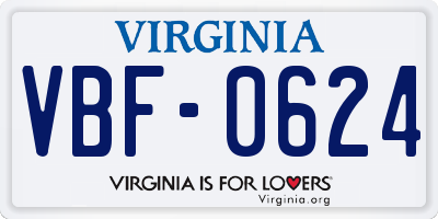VA license plate VBF0624