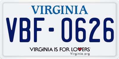 VA license plate VBF0626